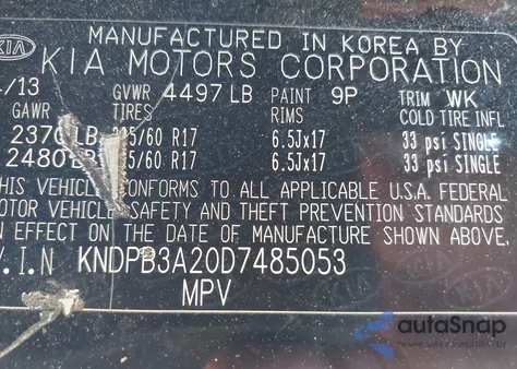 2013 Kia Sportage Lx z USA, uszkodzony, nr VIN KNDPB3A20D7485053